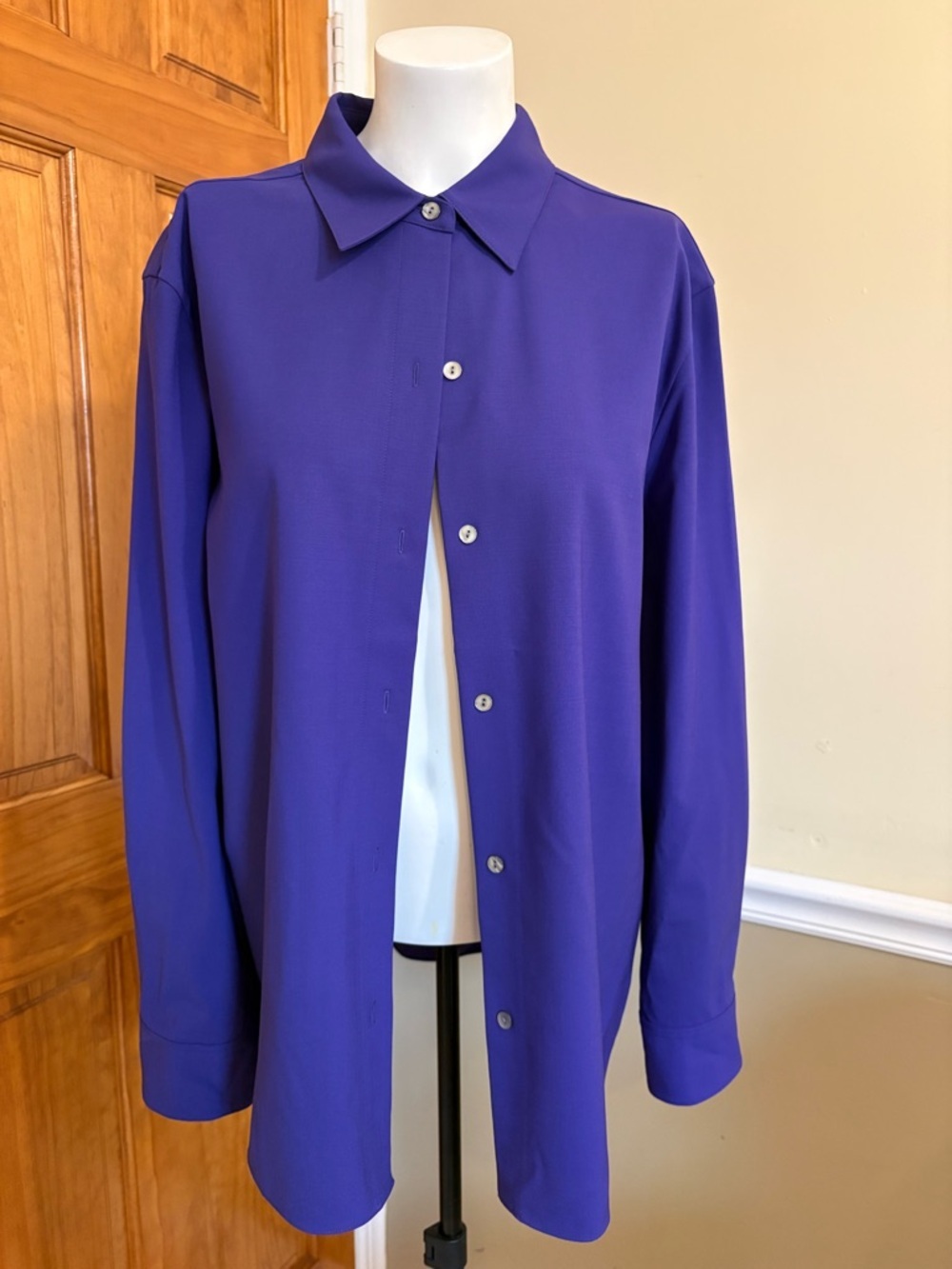 Theory Wool Blend Purple Button-Front Shirt Sz.XL